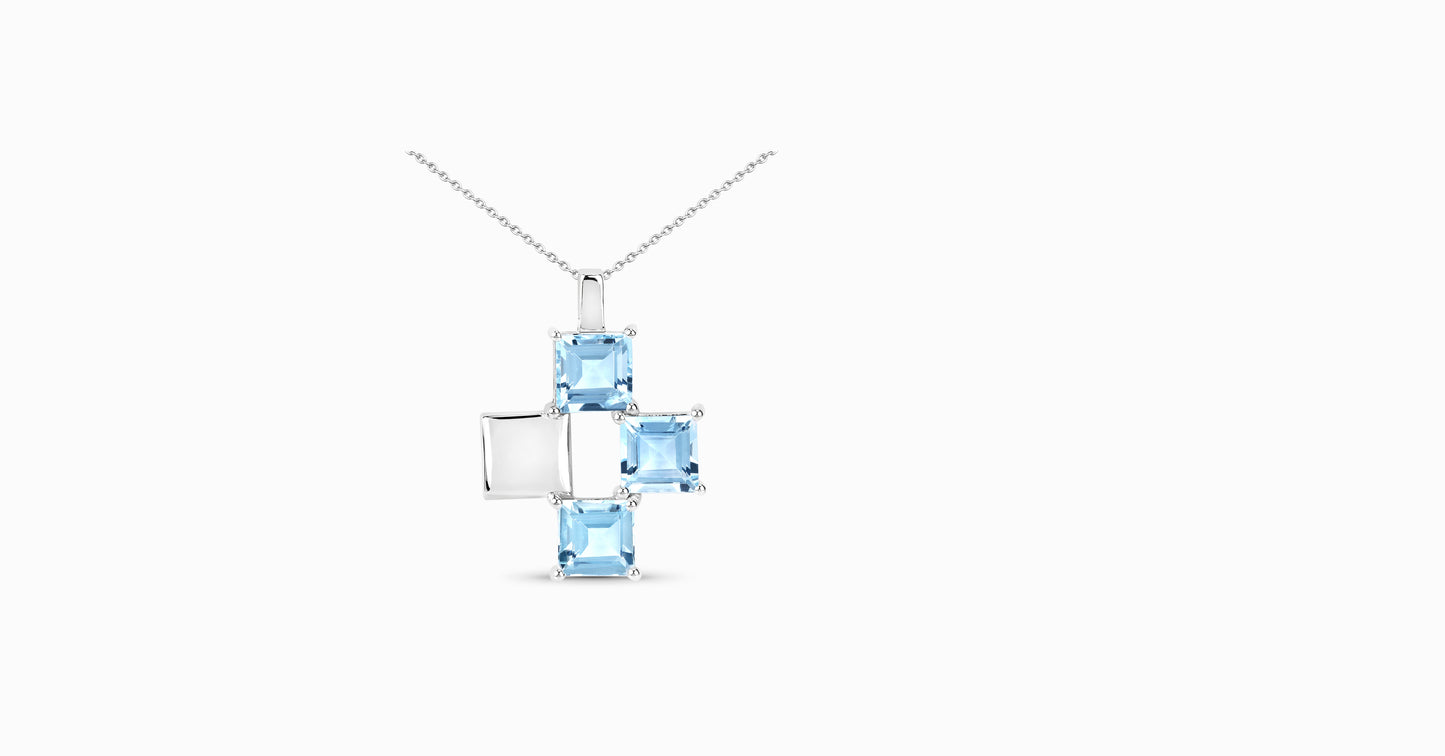 14kt white gold pendant with square-shaped aquamarine