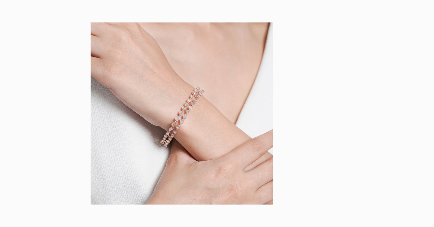 18kt rose gold bracelet with mixed fancy-shaped natural pink diamonds