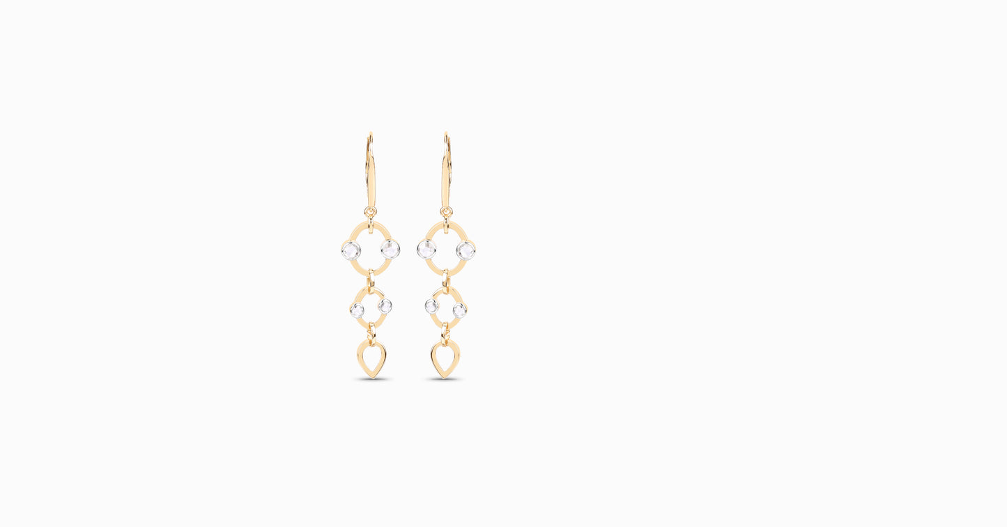 14kt yellow gold drop earrings with round-shaped diamonds