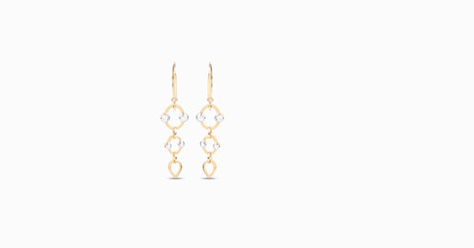 14kt yellow gold drop earrings with round-shaped diamonds