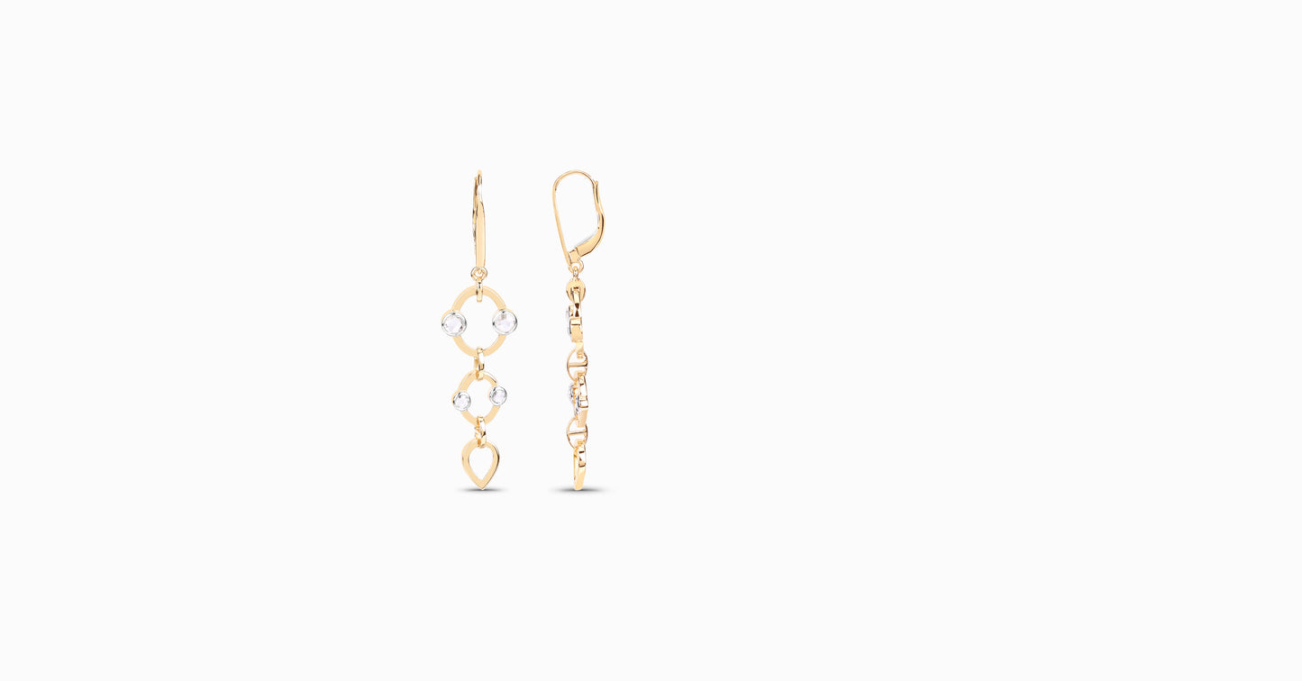 14kt yellow gold drop earrings with round-shaped diamonds