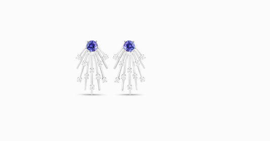 14kt white gold earrings with round-shaped tanzanite and diamonds