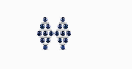14kt white gold earrings with round-shaped sapphire