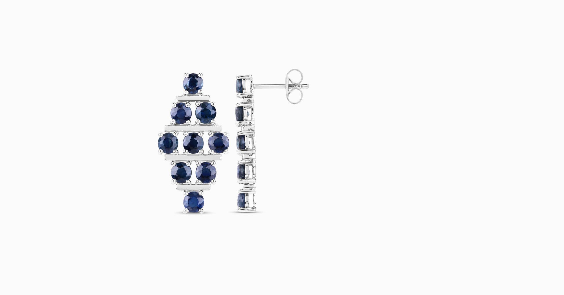 14kt white gold earrings with round-shaped sapphire