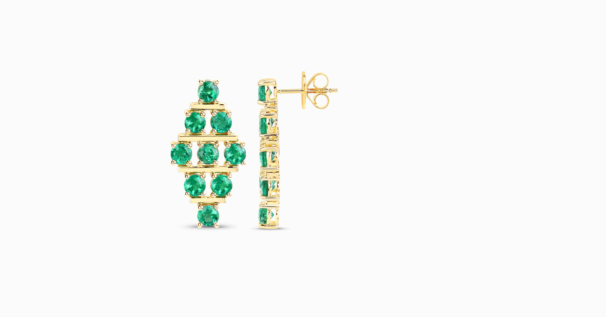 14kt yellow gold earrings with round-shaped emerald