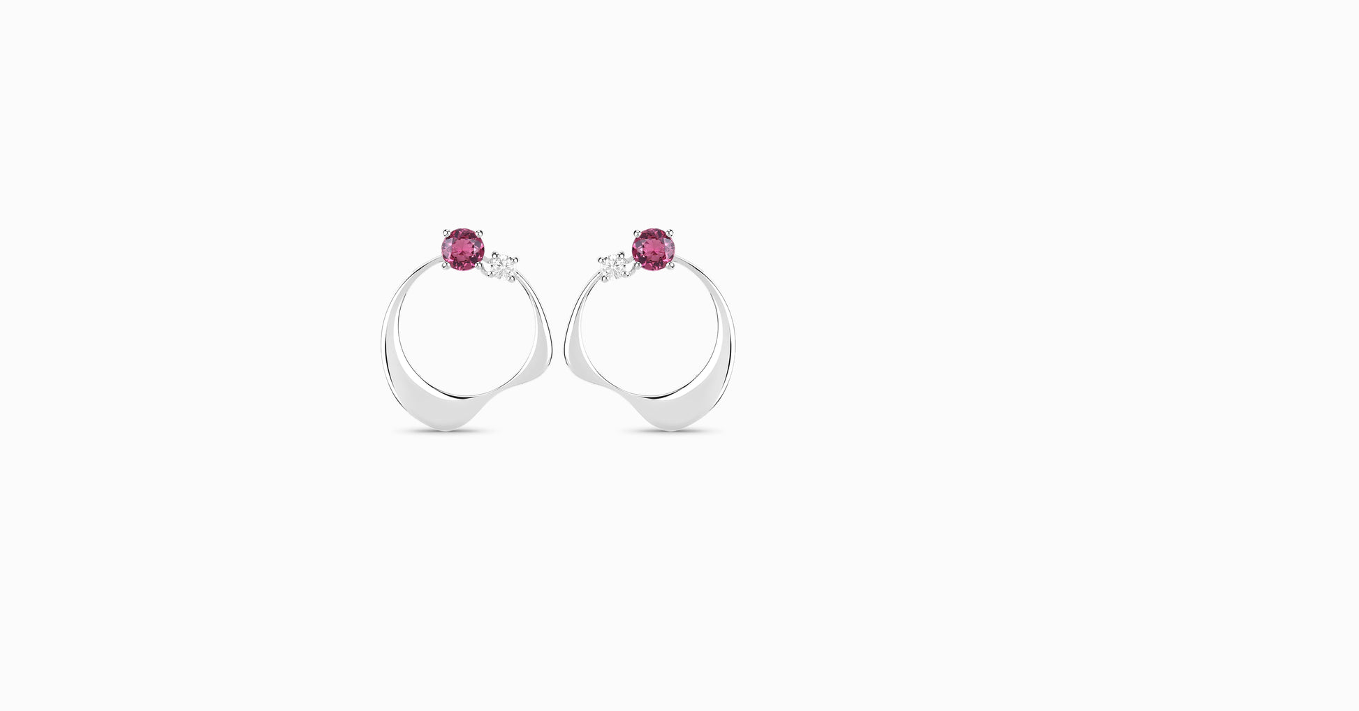14kt white gold earrings with round-shaped pink tourmaline and diamonds