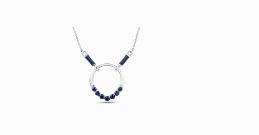 14kt white gold necklace with round-shaped sapphire