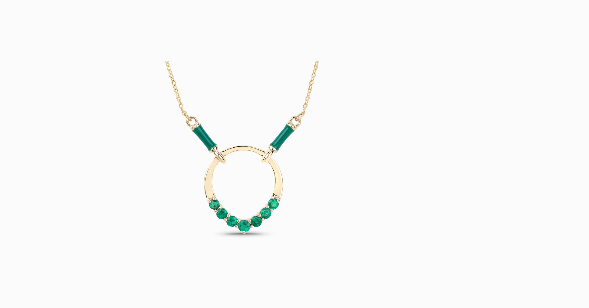 14kt yellow gold necklace with round-shaped emerald