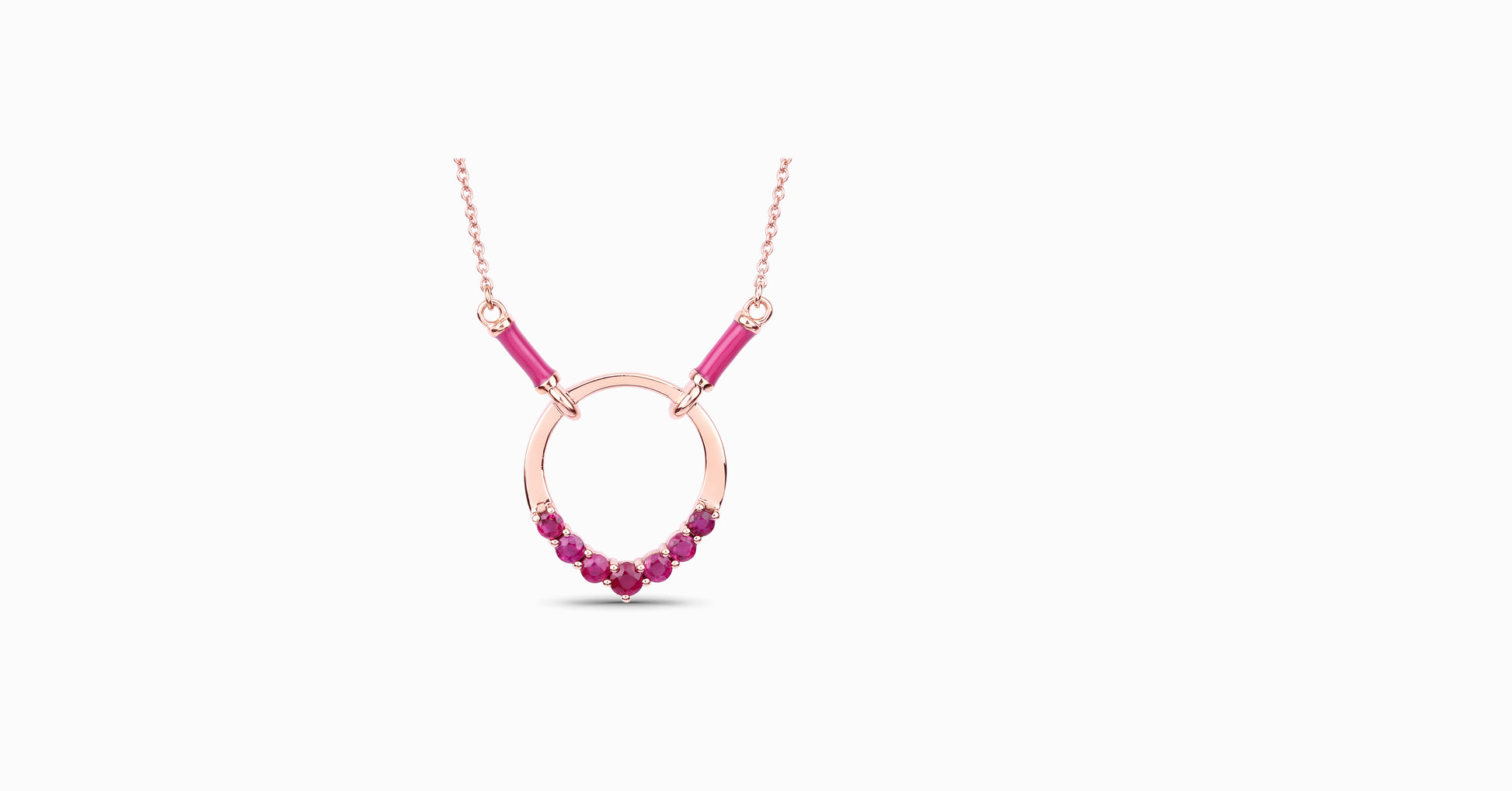 14kt rose gold necklace with round-shaped ruby