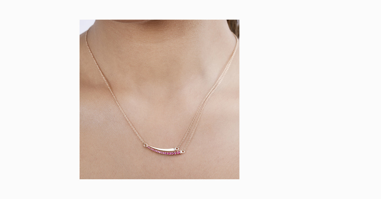 14kt rose gold necklace with round-shaped ruby