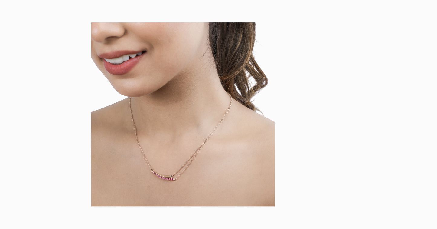 14kt rose gold necklace with round-shaped ruby