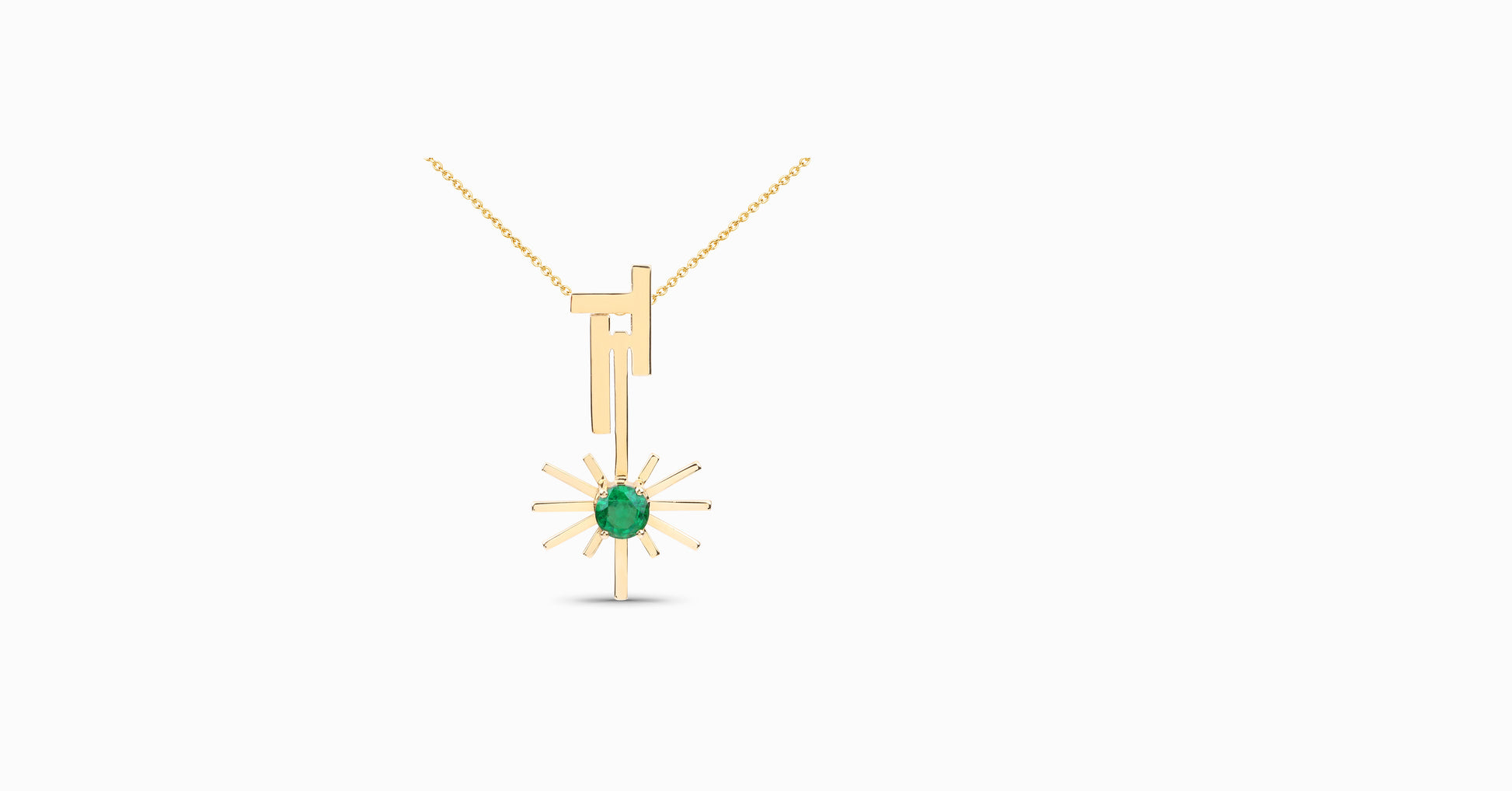 14kt yellow gold pendant with round-shaped emerald