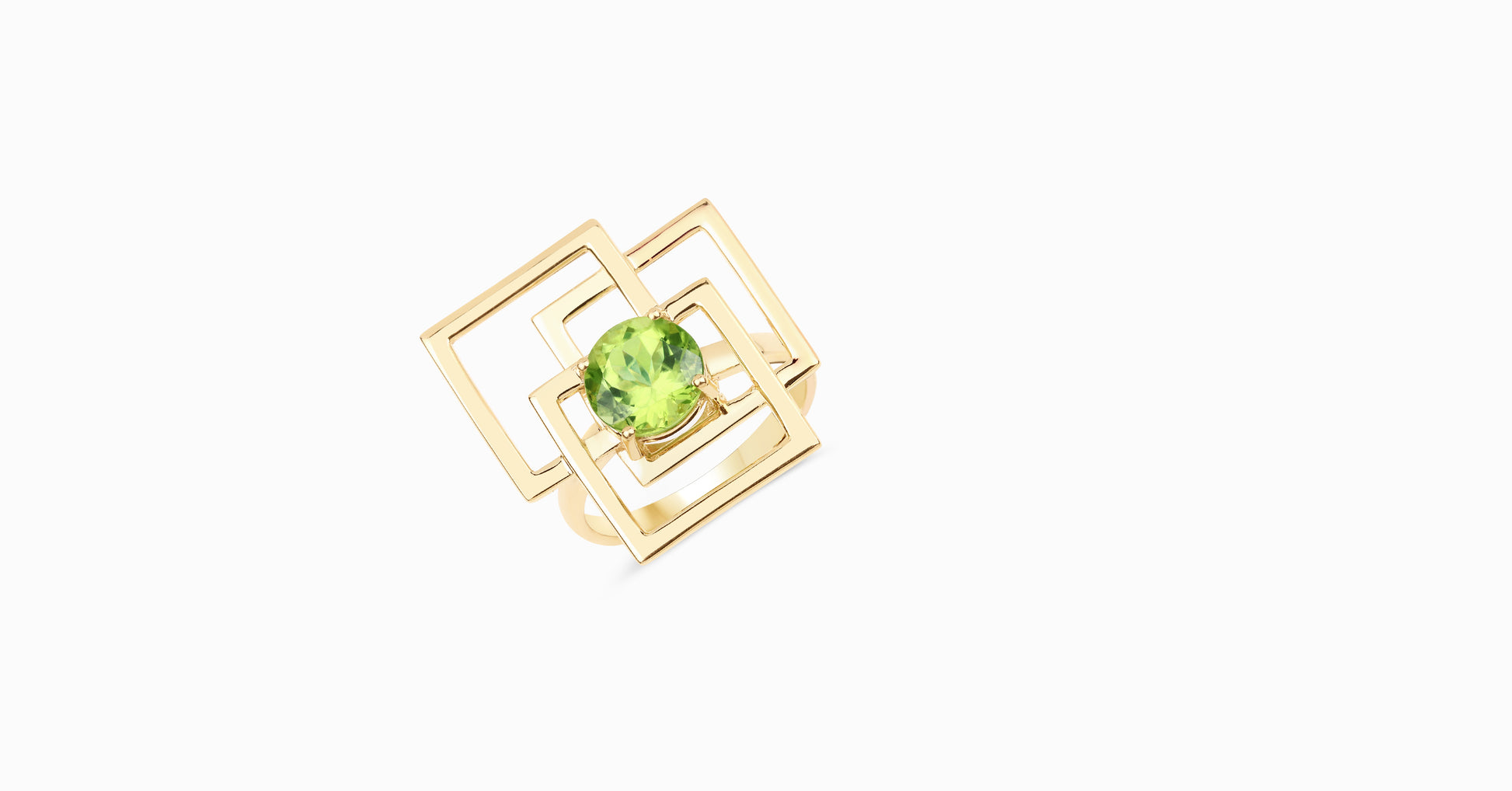 14kt yellow gold ring with round-shaped peridot