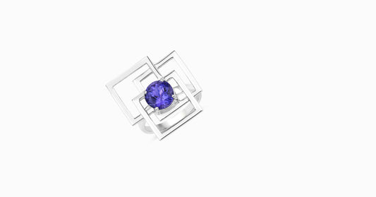 14kt white gold ring with round-shaped tanzanite