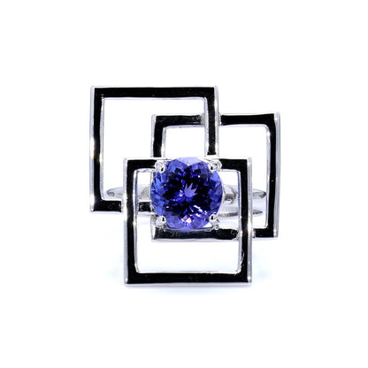14kt white gold ring with round-shaped tanzanite