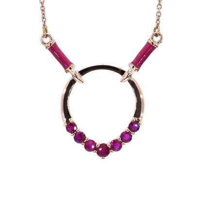 14kt rose gold necklace with round-shaped ruby