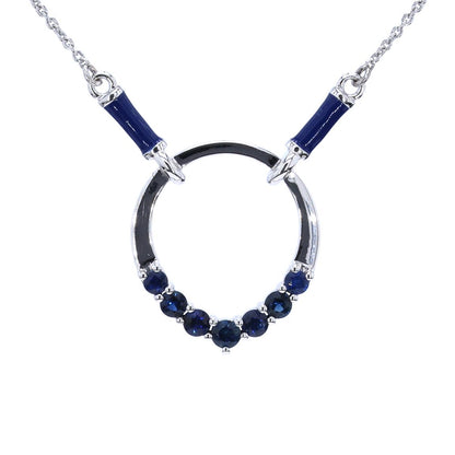 14kt white gold necklace with round-shaped sapphire
