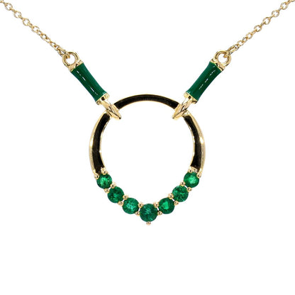 14kt yellow gold necklace with round-shaped emerald