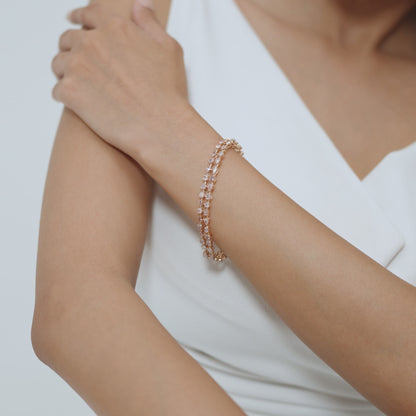 18kt rose gold bracelet with mixed fancy-shaped natural pink diamonds